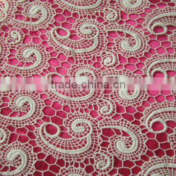 Cotton sea horse mesh water soluble embroidery lace fabric (HKS1055-AW001)