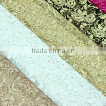 manufacturing 3D embroidered garment and woman dress wedding dress lace material colorful continuous curtain fabric