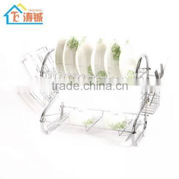 Iron Chrome Finished Dish Rack With Plastic Tray Wire Kitchen Dish Drying Rack Quality Choice photo-3