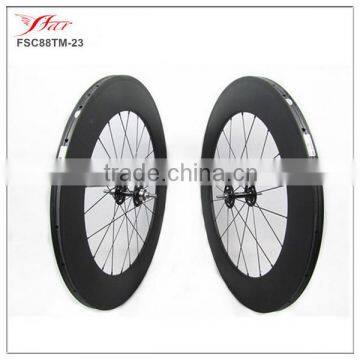 Chinese Farsports 88mm tubular bike wheels 23mm width carbon track wheels for track bike with Novatec track hub