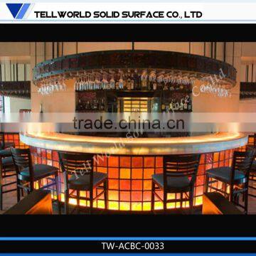 2014 modern popular beautiful luxury led artificial marble nightclub bar counter furniture for sale