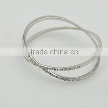Silver Personalized Women Bracelets With X Shape Crystal Design Bangles photo-4
