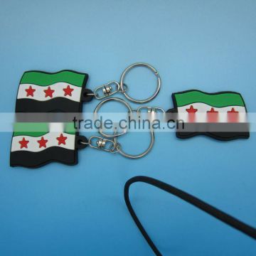 Newest Syria Flag 3D soft pvc keychain syria pvc keychain