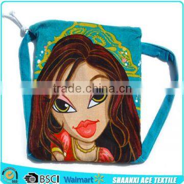 Cotton velour cloth full color print Hot selling folding beach towel bag with high quality