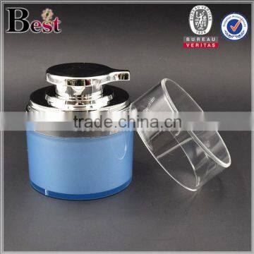 50g Blue Plastic Luxury Cosmetic Acrylic Airless Jars for Cream Silver Pump photo-3