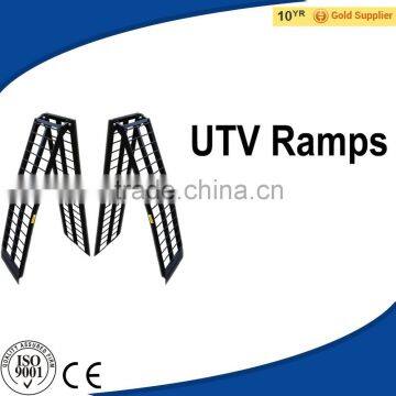 Black Big Folding Aluminum Motorcycle, ATV, UTV, Lawn & Garden Loading and Unloading Ramp System With 3 Pieces photo-3