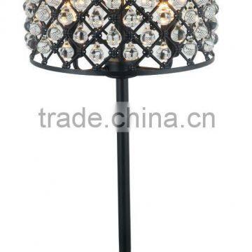 Modern Style Black Shade Drops Clear Crystal Decorated Table Lamp