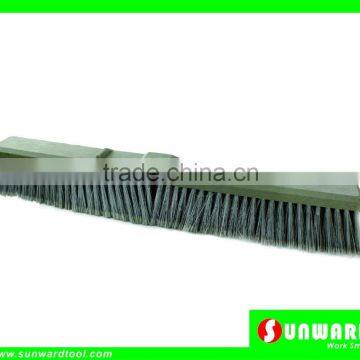 Floor Sweeping Plastic Broom with 60'' Threaded Metal Handle,Grey Flagged Synthetic