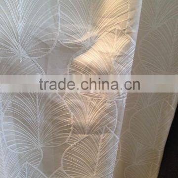 2016 new arrival Modern Brief Style 100% Polyester Big leaf Jacquard Window Curtain
