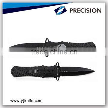 Zombie handle assisted opening folding knife with black oxide