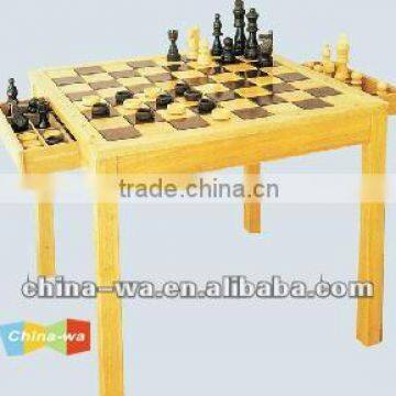 wood board game toy chess and table set