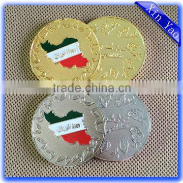 Factory promotional cheap custom logo engraved gold silver zinc alloy coin