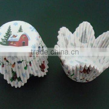 Christmas House Petal Cupcake Liners cases Baking Cups