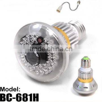 Bulb CCTV Security DVR Camera Motion Dection Night Vision Circular Storage Using 36pcs IR LED 940nm bulb camera