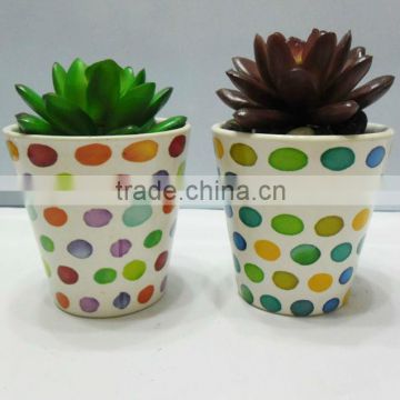 hand painting colorful spot ceramic flower pot