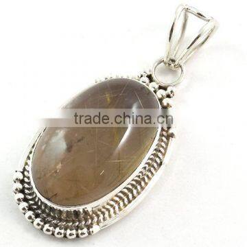 Handmade jewelry wholesale Indian jewelry silver pendant fashionable jewelry big stone pendant design