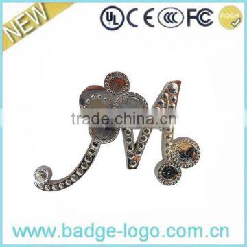 Letter Badge High Quality Silver Metal Lapel Pin