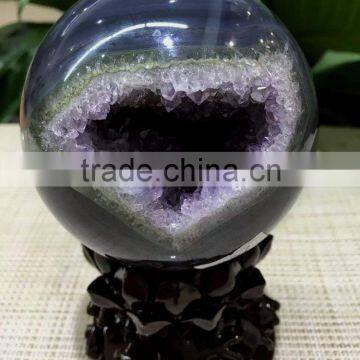 lovely natural agate geode amethyst laughing smile crystal ball sphere