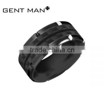 Men's Stainless Steel Carbon Fiber Ring black plated carbon fiber ring