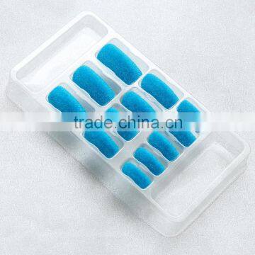 light blue predesign velvet powder false nails DIY nails