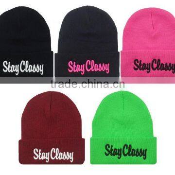 FREE Sample! wholesale knitted hat embroidery beanie