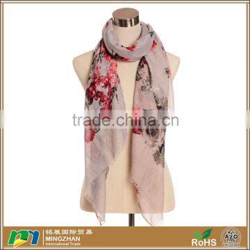 Women's long fashion beautiful floral print twill viscose beach cool scarf