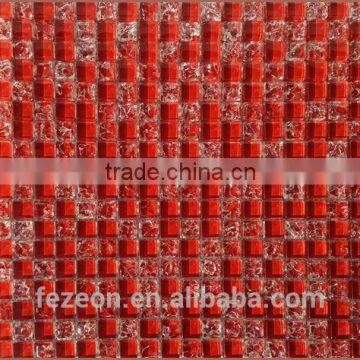 red ice crackle crystal tile glass mosaic