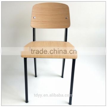 TDC-193 QVB HANGZHOU JIANDE TONGDA 50PC HPL VENEER BENTWOOD SEAT AND BACK BLACK POWED COATED STEEL FRAME DINING CHAIR