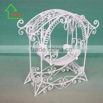 Vintage Miniature Dollhouse Hand Painted Rocking Automatic Baby Cradle Swing