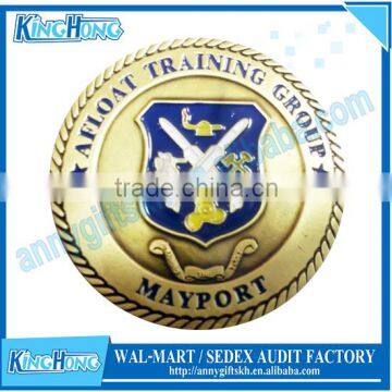 Soft Enamel With Epoxy Domed Brass Navy Coin photo-3