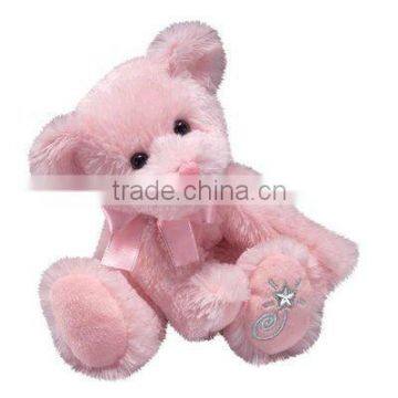 25cm lovely plush soft pink teddy bear with ribbion and embroidery