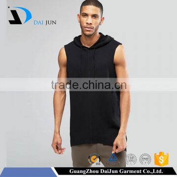 Daijun OEM 100% cotton latest design plain men black hoodis singlet