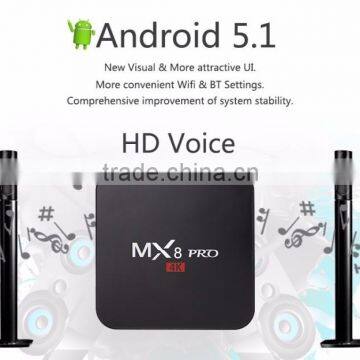 Android 5.1Quad Core 1G/8G H.265 4k 64 bit BT4.2 AP6330 KODI quad core S905 MX8 PRO