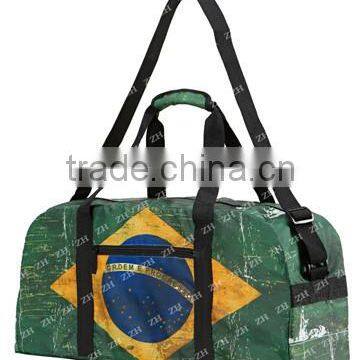 Portable travel bag with Brazil flag printing