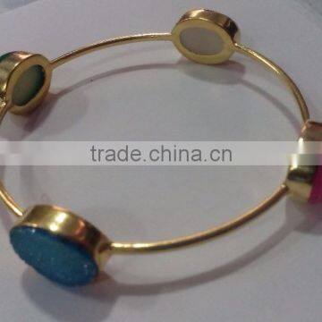 falak gems four stone blue druzy gemstone gold plated bangle