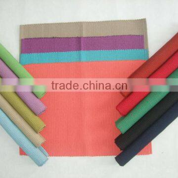 solid color 30*45cm polyester/cotton ribbed place mats for kitchen