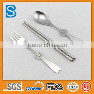 Eco-friendly smile face spoon and fork and chopstick