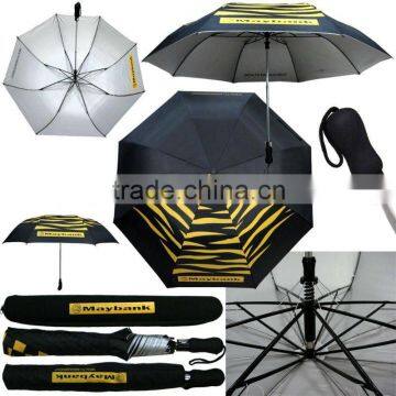 Black Auto 2 Folding Advertising Golf Umbrella