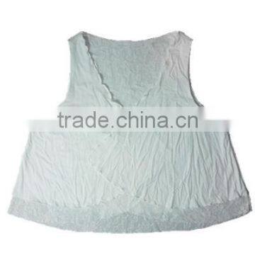 Sleeveless Cotton Tank Top Lace Joint for Ladies Leisure Homewear photo-3