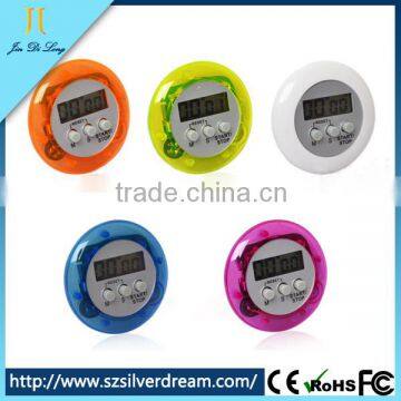 Simple design plastic digital round shape colorful kitchen timer with cheap price