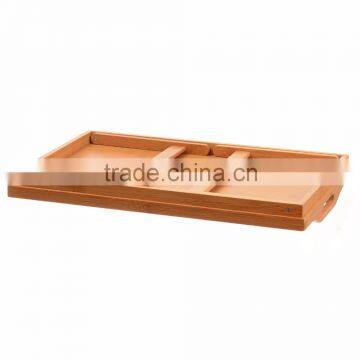 Bamboo Bed Tray Folding Breakfast TV Laptop Tray Table Hospital Serving Tray W' Handles Foldable Legs photo-3