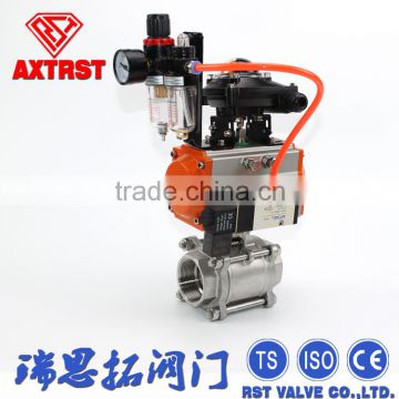 Three Pieces Pneumatic Actuator Threaded Floating Ball Valve