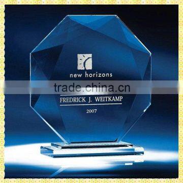 Engraved Clear Octagon Glass Crystal Trophy For Crystal Large Conference Gifts