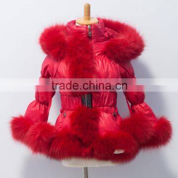 2015 wholesale women red down jacket with fur trim for women D15