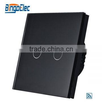 UK 2 gang toughened glass panel wireless remote control wall switch