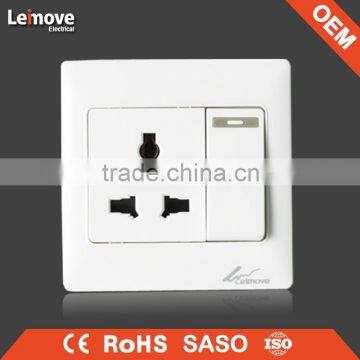 E08 Economic 3pin universal socket with 1gang 1way/2way switch