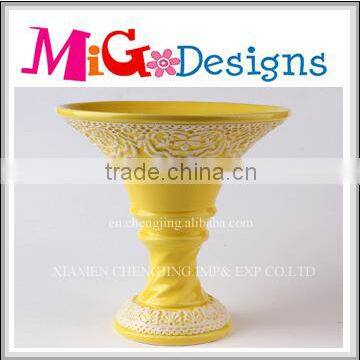 High Quality Ceramic Yellow Elegant Tray Wedding Decoration Table