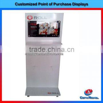 OEM Design massager display stand with MDF shelf and acrylic sign