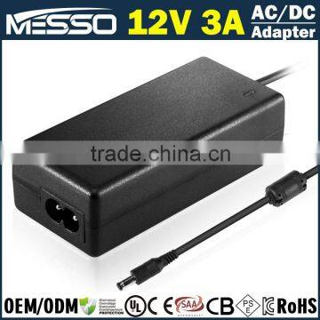 12V 3A Adapter 12V Switch Power Supply 36W AC DC Adapter Desktop 100V-240V