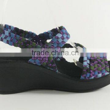 blue fabric sandals